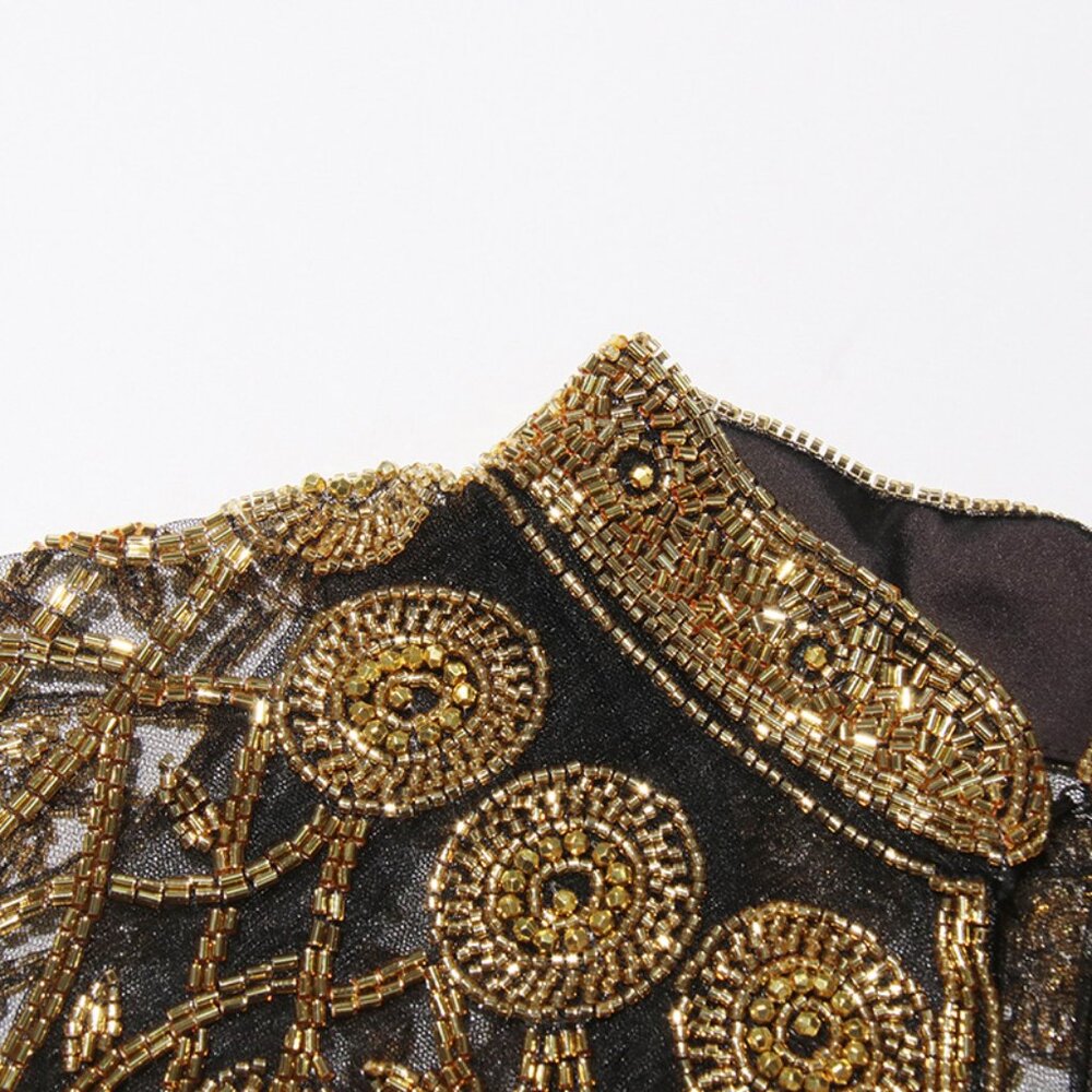 Glamorous Hand-Beaded Capelet - Sparkling Fringe Shawl Overlay - Picture 10 of 12